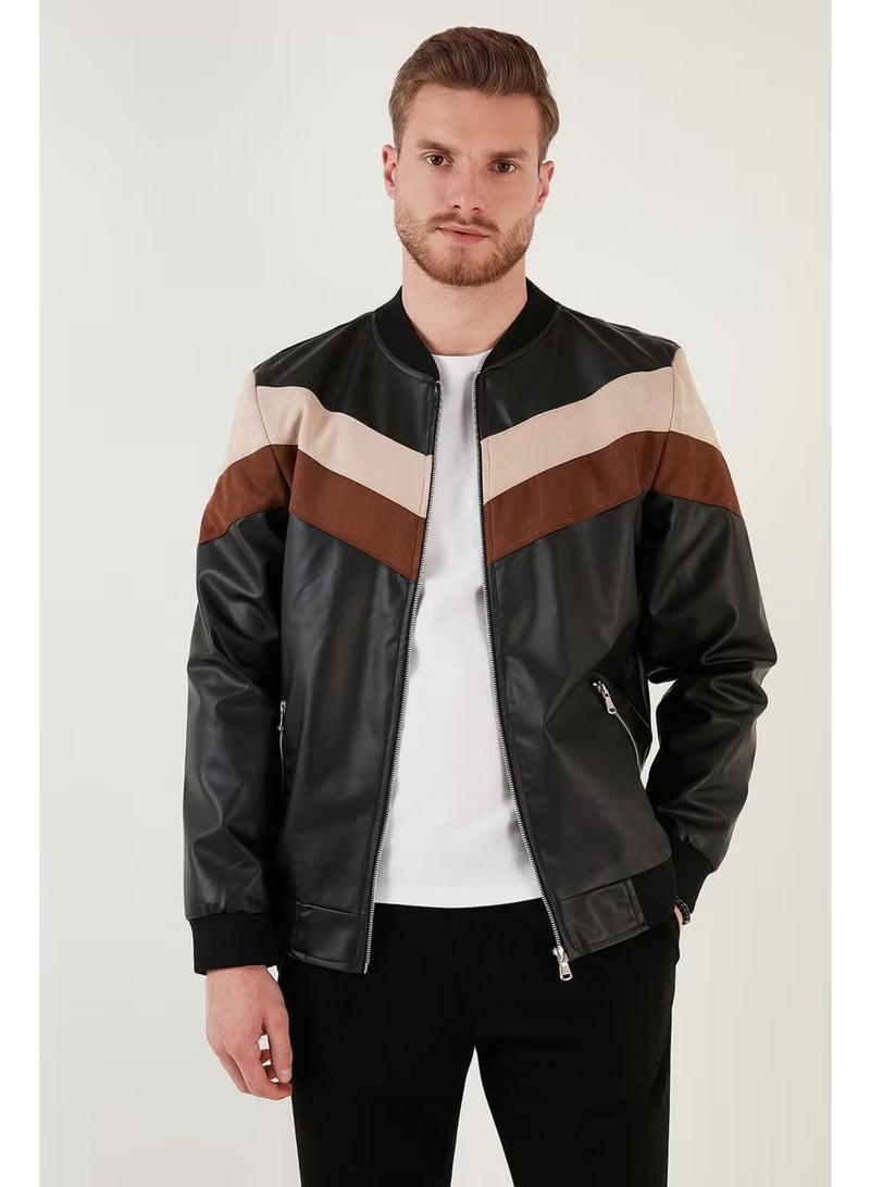 Buratti Slim Fit Color Blocked College Collar Bomber Coat Men's Coat 5718909 - Image 2